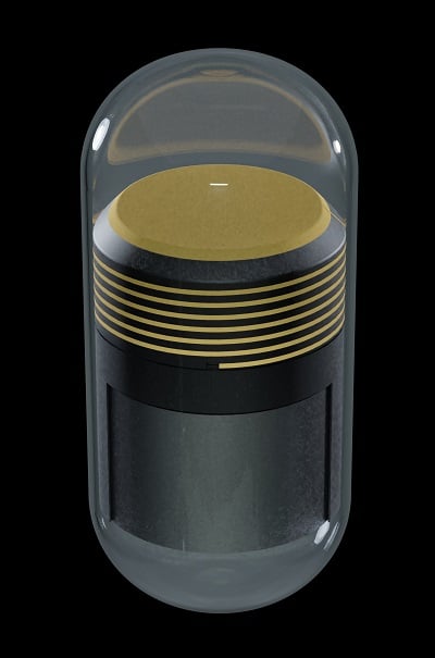 The antenna in a capsule is swallowed, substituting for a conventional endoscope. Source: HARTING