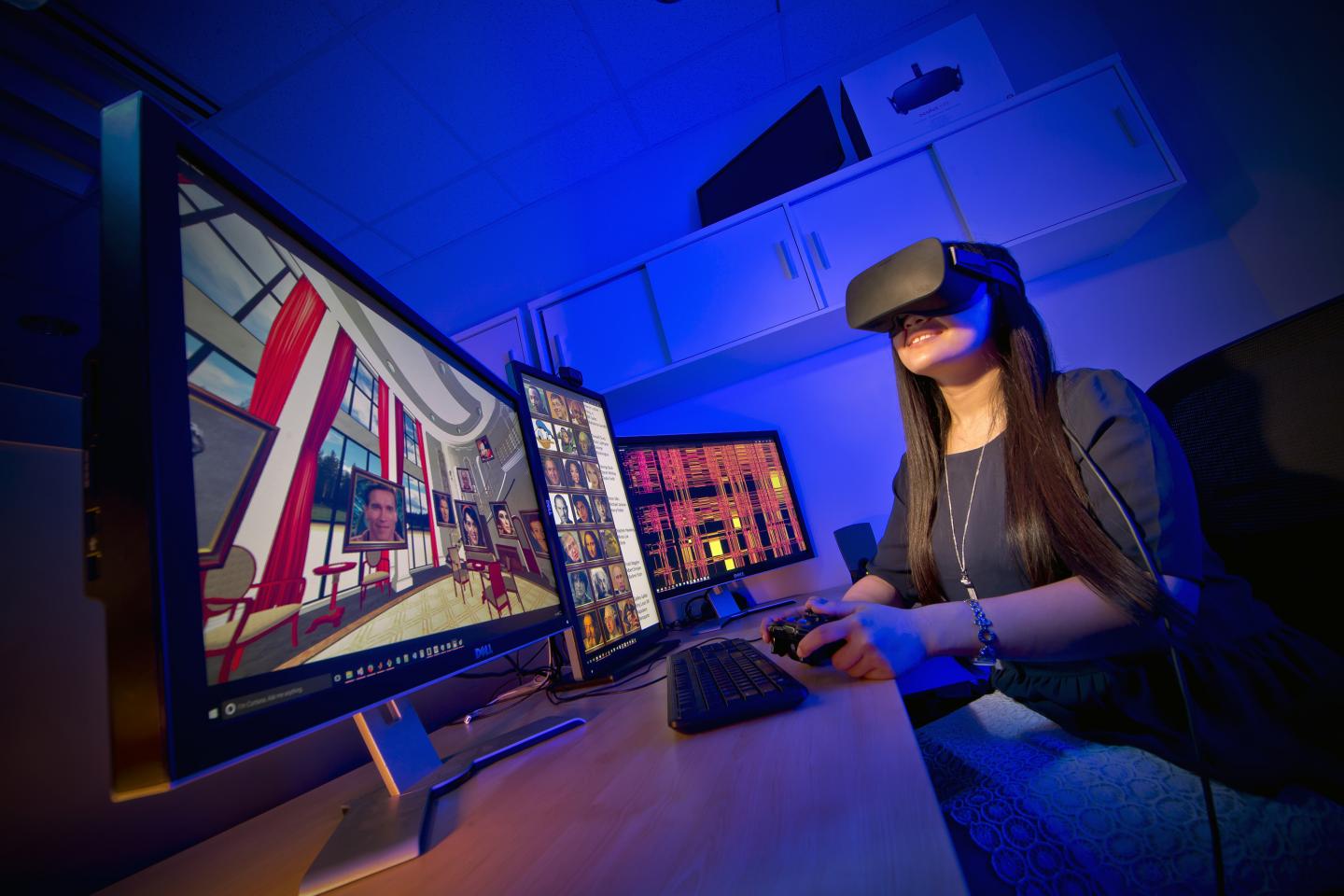 University of Maryland researchers conducted one of the first in-depth analyses on whether people recall information better through virtual reality, as opposed to desktop computers. Source: John T. Consoli / University of Maryland