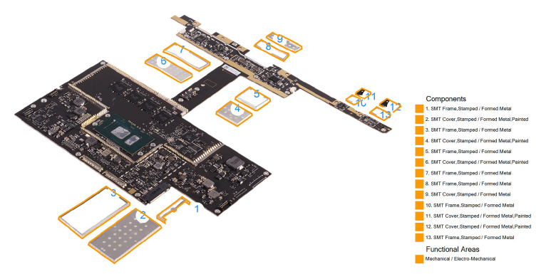 Microsoft Surface Book 2: bottom of motherboard. Source: IHS Markit