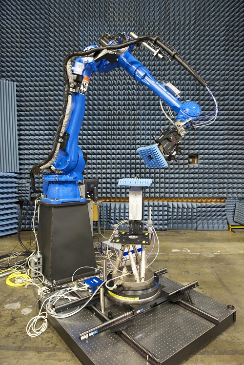 NIST's latest antenna range relies on a robot to measure virtually any property of any antenna for applications such as advanced communications. (Source: Suplee/NIST)