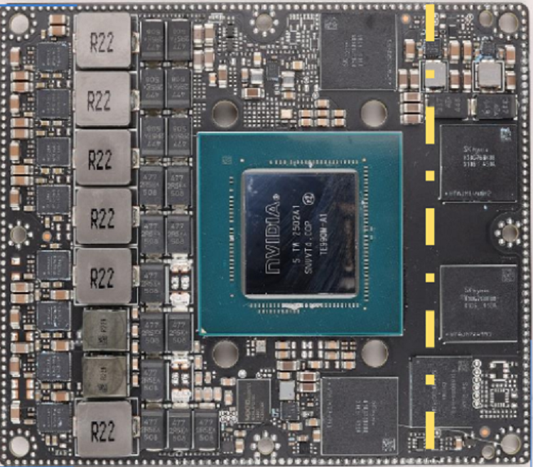 The main board houses the main memory and processor of the Nvidia Jetson AGX Orin Developer Kit. Source: TechInsights 