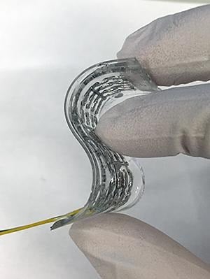 Liquid metal in the flexible theromelectric device is capable of self-healing.(Credit: Mehmet Ozturk/NC State University)