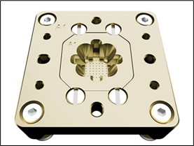 The Kepler test socket combines the scrub motion of a cantilever contact with the modular action of a spring probe. Source: Smiths Interconnect