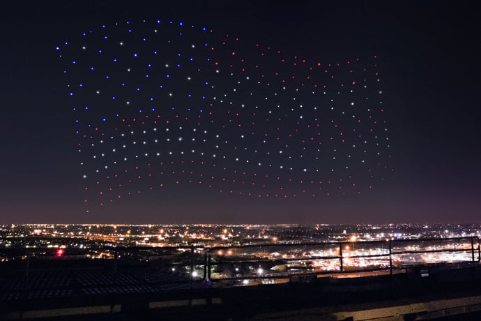Intel’s drone fleet were a big part of the halftime show that featured a performance by Lady Gaga. Source: Intel  
