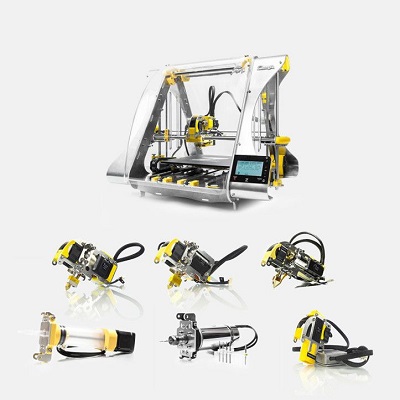 Even when equipped with a full set of interchangeable tool heads, the ZMorph fabricator costs less than $4000. (Source: ZMorph)
