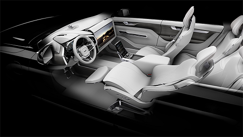 The interior of a Volvo car. Nvidia is powering AI-based self-driving cars for Volvo. Image credit: Nvidia