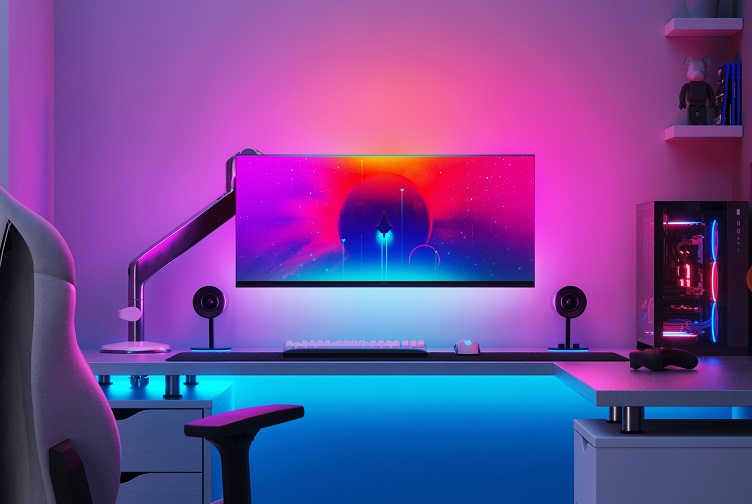 Nanoleaf’s lightstrip provides real-time dynamic mirroring as well as sync to music played through the computer. Source: Nanoleaf