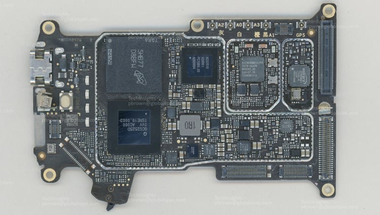 The main board that is found inside the DJI Mini 5 Pro drone. Source: TechInsights
