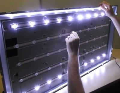 Rows of LEDs in this 32-inch LCD TV. 