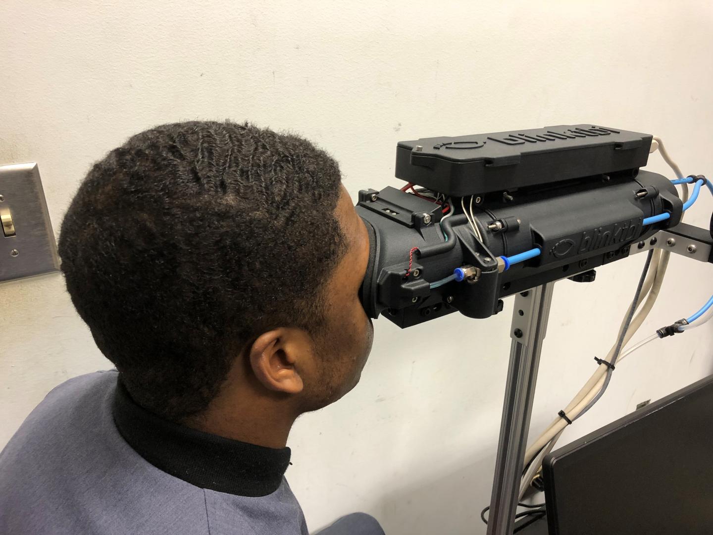 The Blink Reflexometer being used to measure the blink reflex of a cadet at the Citadel. Source: The Citadel