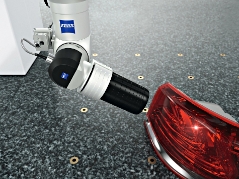 The new Zeiss DotScan family of chromatic white light sensors—in conjunction with Zeiss Accura coordinate measurement machines—allows measurement of highly reflective free-form surfaces. Image source: Carl Zeiss Industrial Metrology, LLC.   
