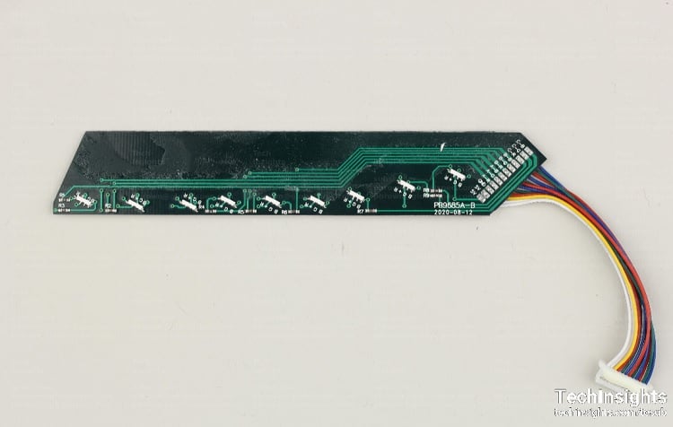 The LED board found inside the ASUS ROG Rapture router. Source: TechInsights