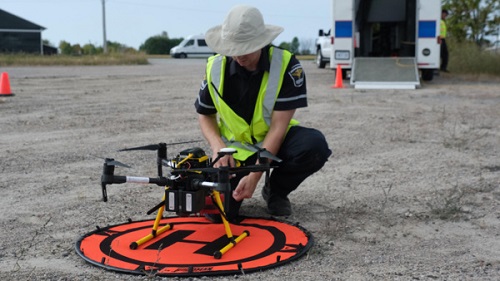 Canadian emergency service professionals work with an LTE-enabled BVLOS drone. Source: Ericsson