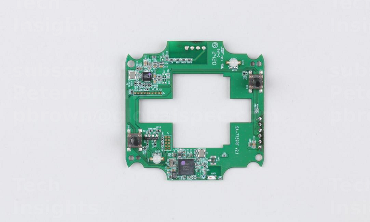 The main board found inside Eve Energy’s outlet and power meter smart home device. Source: TechInsights 