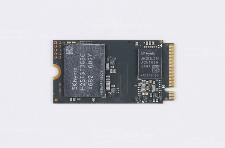 The electronic components found on the SSD board of the Lenovo Legion Go 2. Source: TechInsights