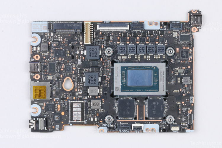 The electronic components found on the main board of the Lenovo Legion Go 2. Source: TechInsights