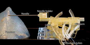 Stormram 4 is driven by rectilinear and curved air-pressure pneumatic stepper motors. Image credit: University of Twente
