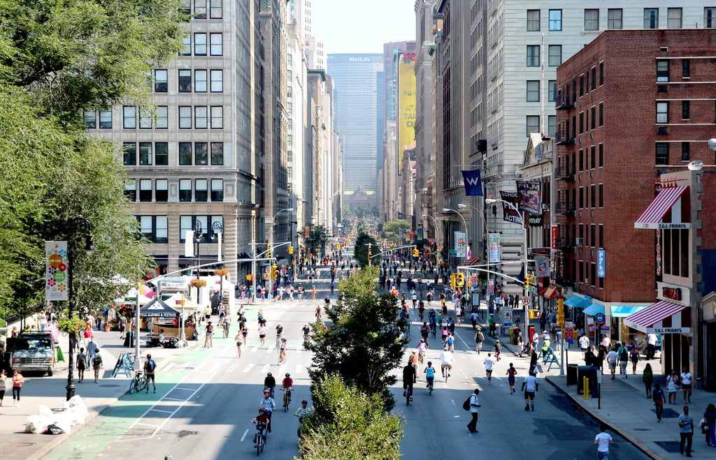 Summer Streets NYC opens up seven miles of Manhattan roads to pedestrians each summer. Source: NYC-Arts