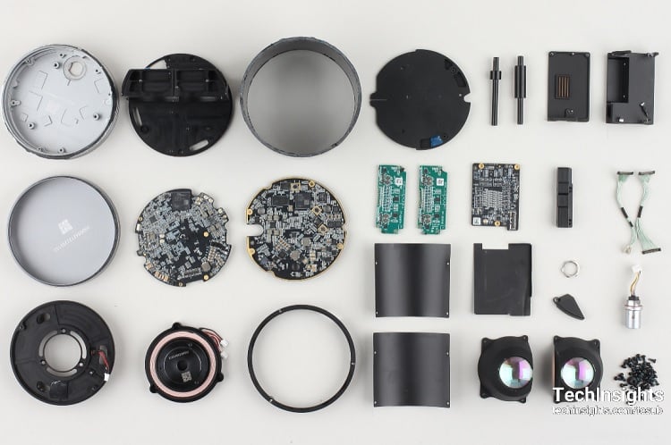The entire electronic components found inside the RoboSense RS-Helios lidar device. Source: TechInsights 
