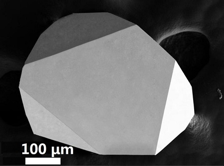 A crystal of boron arsenide imaged with an electron microscope. Source: University of Texas at Dallas.