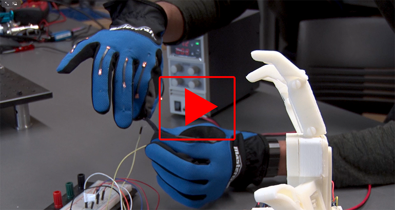 The glove used to test the new, stretchable sensor from UBC researchers (Source: UBC Okanagan)