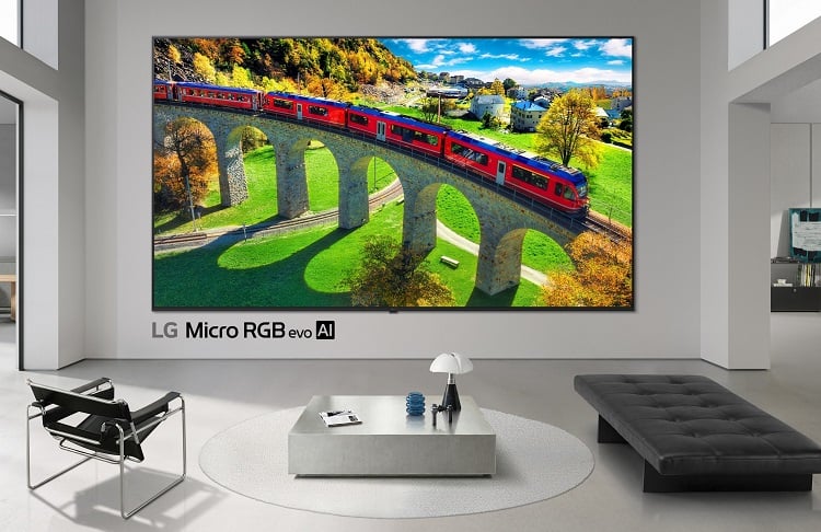 The LG micro RGB TV will debut at CES 2026 powered by LG&rsquo;s dual AI engine-based Alpha 11 AI processors. Source: LG 