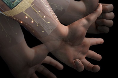 The device that combines wearable biosensors with AI software to help recognize what hand gesture a person intends to make based on electrical signal patterns in the forearm. Source: University of California Berkeley