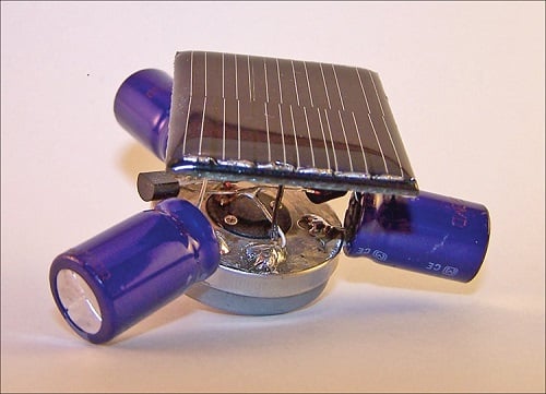 With a solar cell on top, this robots moves when light hits it and also has LEDs to light it up. 