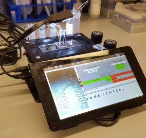 The portable, low-cost microfluidic device identifies cells that may prove to be important drug targets. Source: NYGC