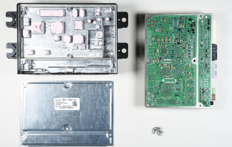 The main components found on the Ford F-150 ADAS controller. Source: TechInsights 