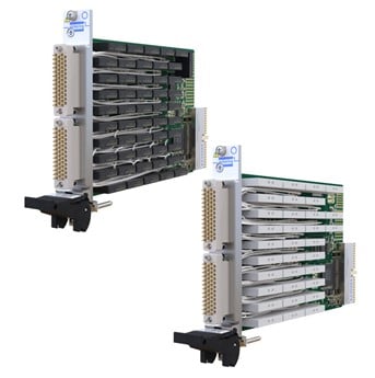 The 40/42-153, top, and the 40/42-158 are two new high-density 5 Amp switching modules. Source: Pickering Interfaces Ltd