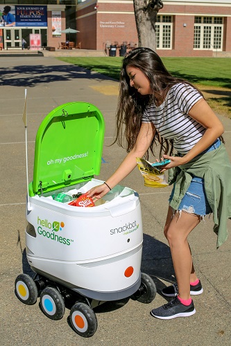 The autonomous bots can delivery food and drinks to 50 spots on the college campus. Source: PepsiCo