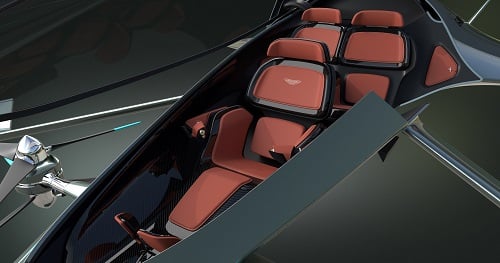 An inside look at the Volante Vision concept with three seats. Source: Aston Martin
