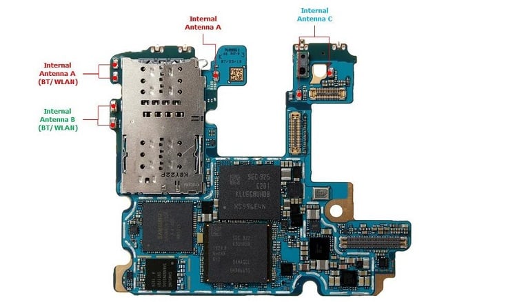 The main printed circuit board assembly in the Samsung Galaxy Note Plus 5G. Source: IHS Markit