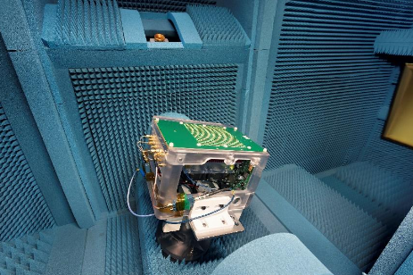 Inside of the R&S ATS1800M test chamber showing OTA-characterization of Kyocera's PAAM. (Image: Kyocera)