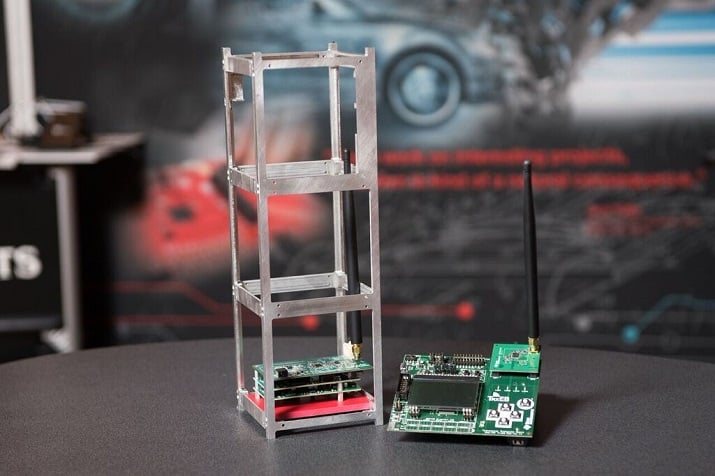 First-place winning project was the TSat RF Satellite Communication project from Texas A&M, which will be used to conduct low-Earth orbit research.  Image source: Texas Instruments