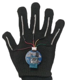 Thin, stretchable sensors run the length of each finger. Source: Jun Chen Lab/UCLA
