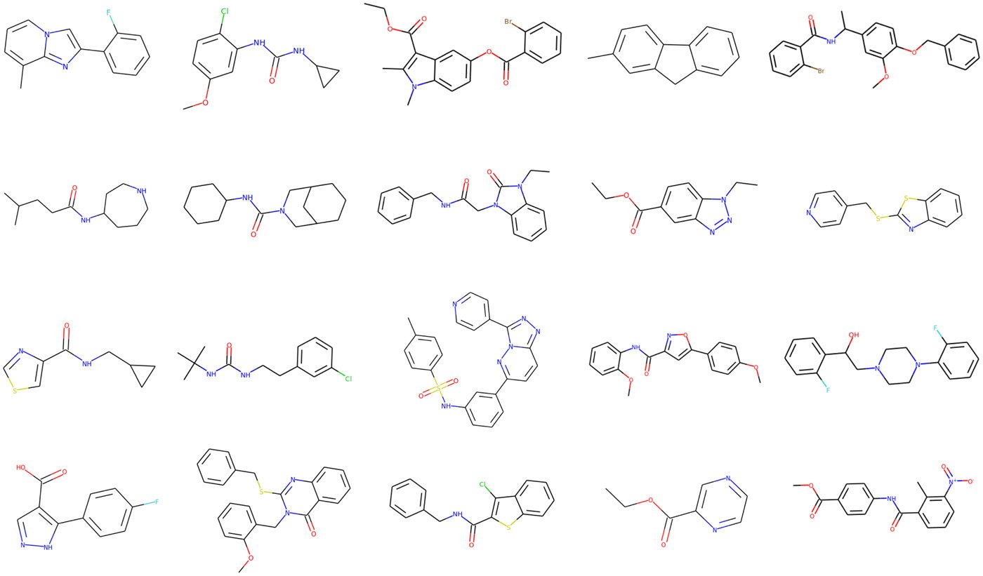 A sample of molecules produced by the generative model. Source: University of North Carolina at Chapel Hill Eshelman School of Pharmacy