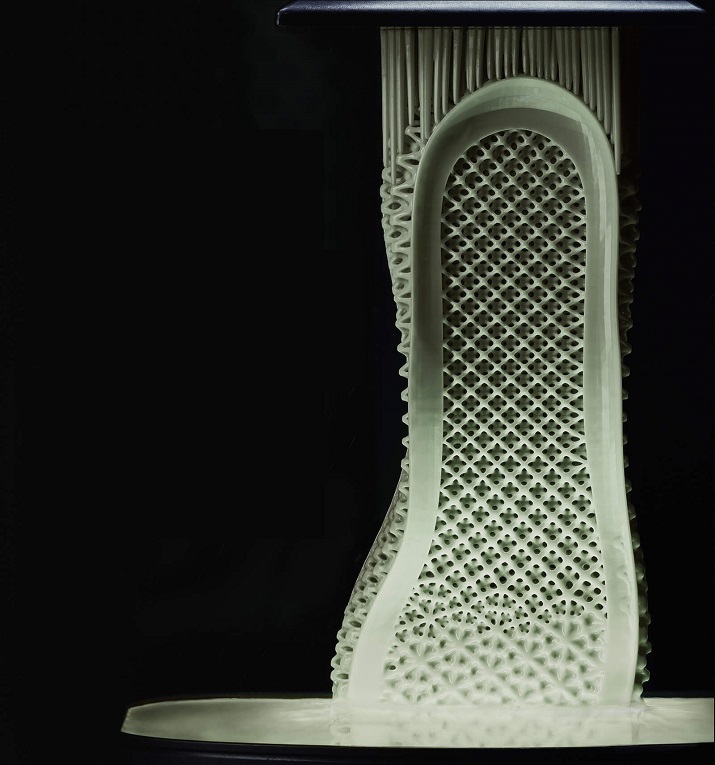 The midsole created by Adidas and Carbon that uses a new additive manufacturing technique that combines light and oxygen. Source: Adidas 