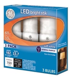 GEs Bright Stik LEDs are offered for $10. 