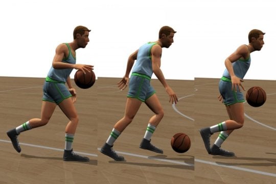 Researchers have developed a physics-based, real-time method for controlling animated characters that can learn dribbling skills from experience. (Source: Carnegie Mellon University/DeepMotion)