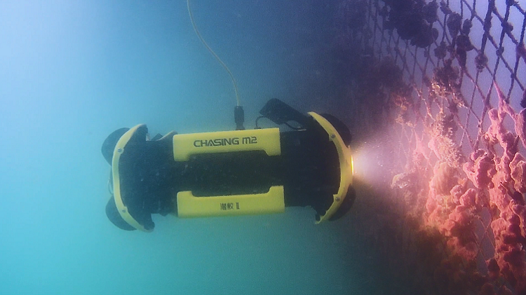 The M2 ROV drone is used to study marine life and for scientific research. Source: Chasing