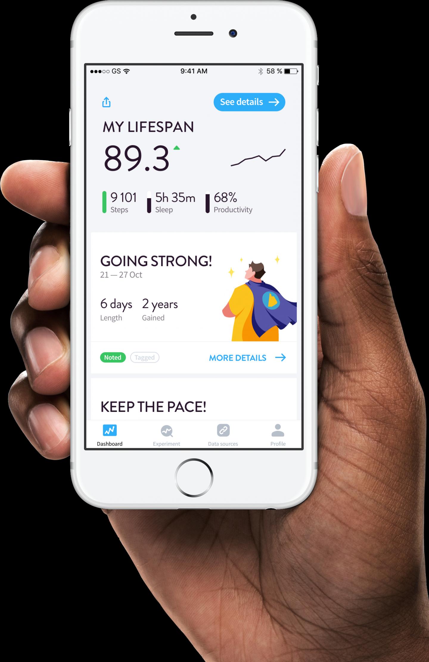 This is a screenshot of the Gero Lifespan app. Source: ©Gero LLC