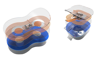 The chest sensor (left) and the foot sensor (right). Both sensors weigh as much as a raindrop and are reusable. Source: Northwestern University