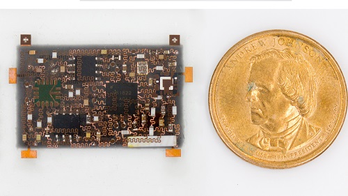 The device, as seen next to a U.S. dollar coin for size comparison. Source: Zhenlong Huang/University of California San Diego.