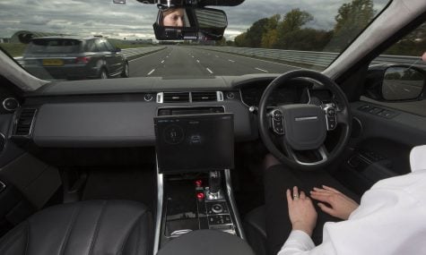 Jaguar’s self-driving vehicle knows when it is safe to pass.