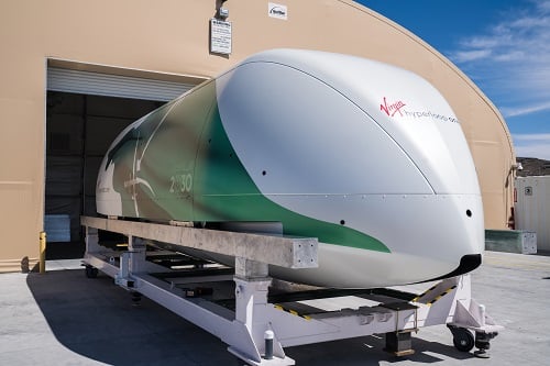 The hyperloop pod demonstrated in the Mojave Desert. Source: Virgin Hyperloop One