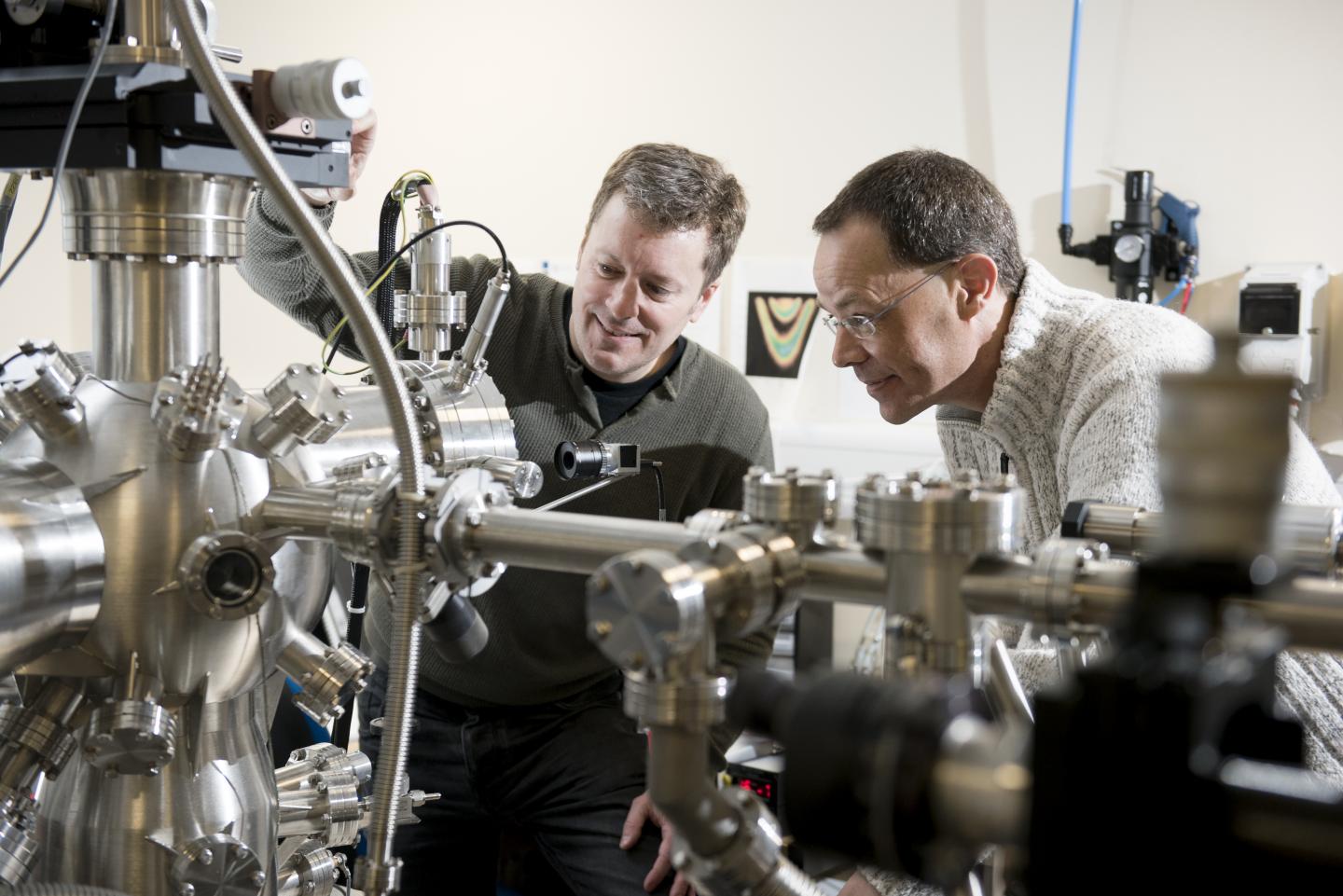 Dr. Gavin Bell and Dr. Yorck Ramachers in the laboratory. Source: University of Warwick
