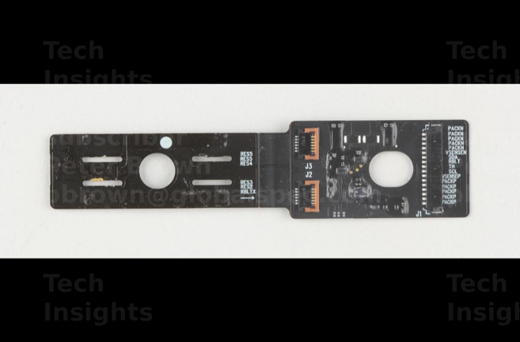The battery board contains battery charger ICs to help power and recharge the batteries inside the VR headsets. Source: TechInsights