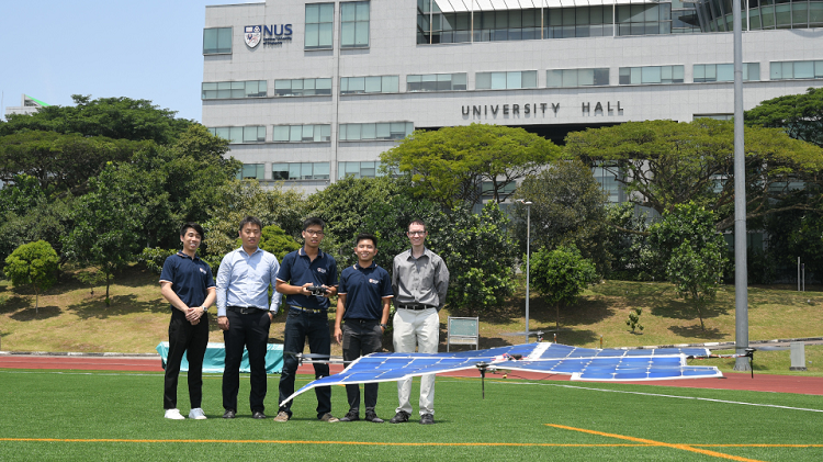 The quadcopter drone developed by the NUS engineering team can be powered solely by sunlight and has flown above 10 m in test flights. Source: NUS